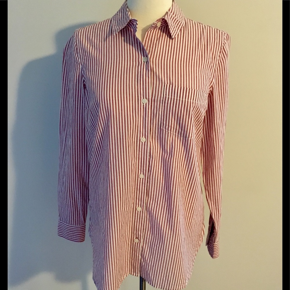 Stripped red button down shirt